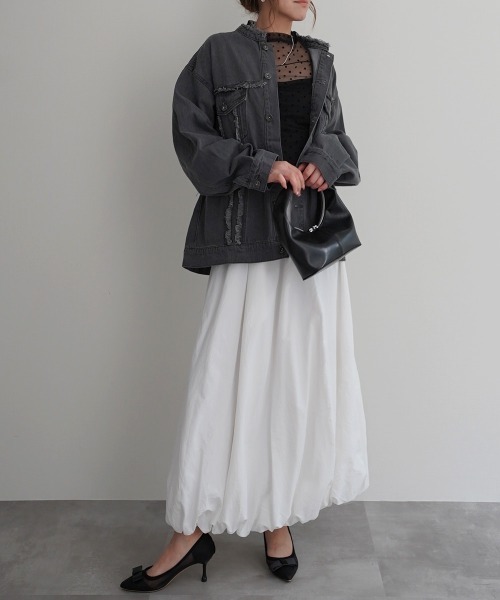 Rashik（ラシク）の「フリンジノーカラーデニムジャケット（デニムジャケット・レディース・グレー/ライトブルー/インディゴブルー・FREE）」の11枚目の写真
