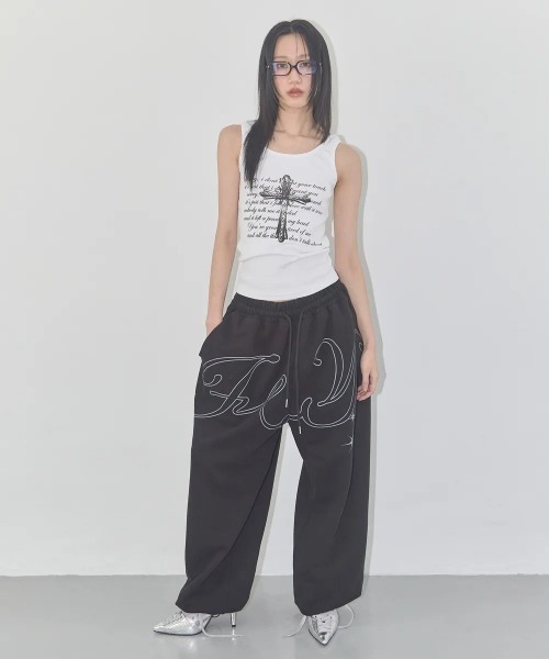 FANCY CLUB(ファンシークラブ)の「A'GEM/9 × .kom 『 FANCY CLUB/ファンシークラブ』 FRONT CROSS SLEEVELESS/フロントクロス スリーブレス(タンクトップ・レディース・ブラック/ホワイト・FREE)」の4枚目の写真
