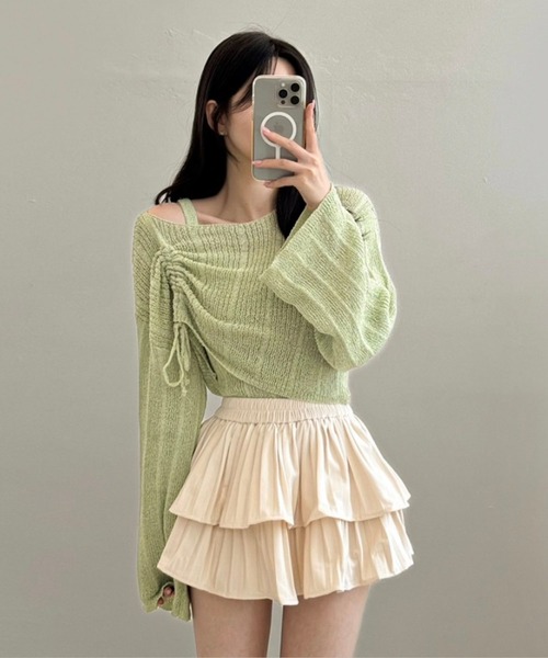 leune(ルネ)の「ドロストニットプルオーバー&キャミソールニットセット(ニット/セーター・レディース・グリーン/ブルー/オフホワイト・FREE)」の17枚目の写真