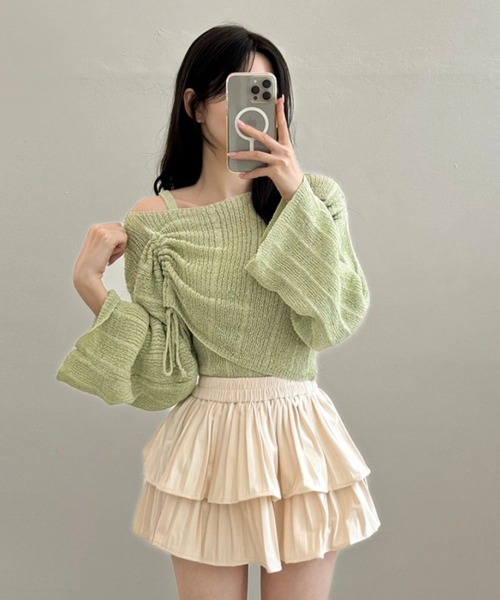 leune(ルネ)の「ドロストニットプルオーバー&キャミソールニットセット(ニット/セーター・レディース・グリーン/ブルー/オフホワイト・FREE)」の16枚目の写真