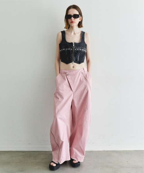 Asymmetry Zipper Curve Pants/アシンメトリーファスナーカーブ