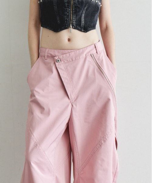 Asymmetry Zipper Curve Pants/アシンメトリーファスナーカーブ