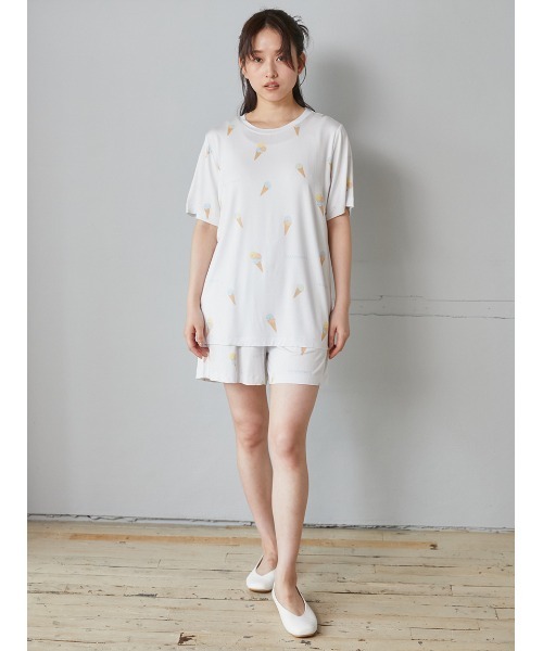 セール】【接触冷感】プレイフルアイス柄Tシャツ（ルームウェア