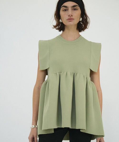 CLANE SQUARE SLEEVE GATHER KNIT TOPS 未使用 SQUARE SLEEVE GATHER KNIT TOPS｜TOPS(トップス)｜CLANE