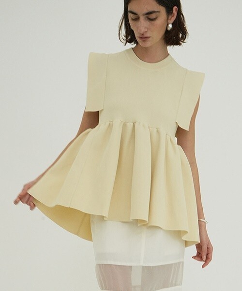 CLANE/クラネ SQUARE SELEEVE GATHER KNIT TOPS/スクエア
