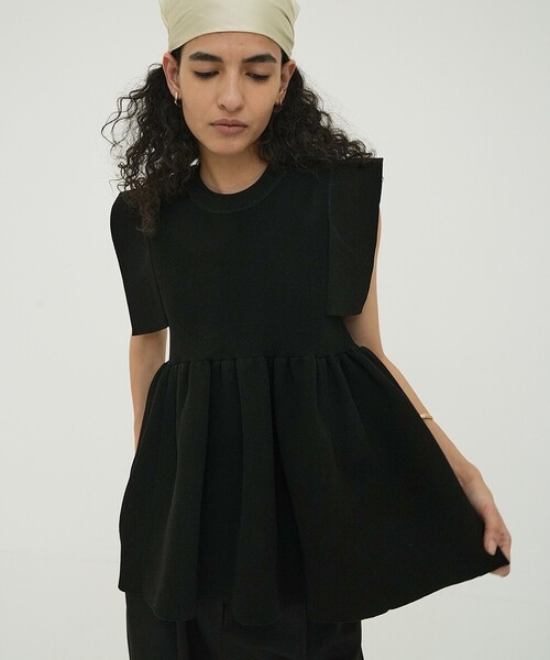 トップス CLANE SQUARE SLEEVE GATHER KNIT TOPS SQUARE SLEEVE GATHER KNIT TOPS｜TOPS(トップス)｜CLANE