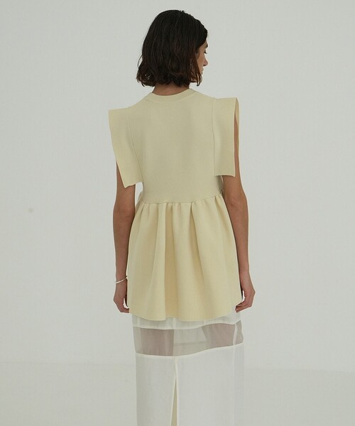 CLANE/クラネ SQUARE SELEEVE GATHER KNIT TOPS/スクエア