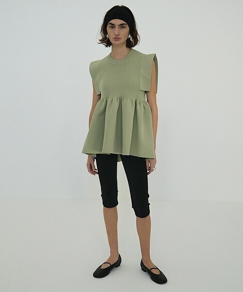 CLANE/クラネ SQUARE SELEEVE GATHER KNIT TOPS/スクエア