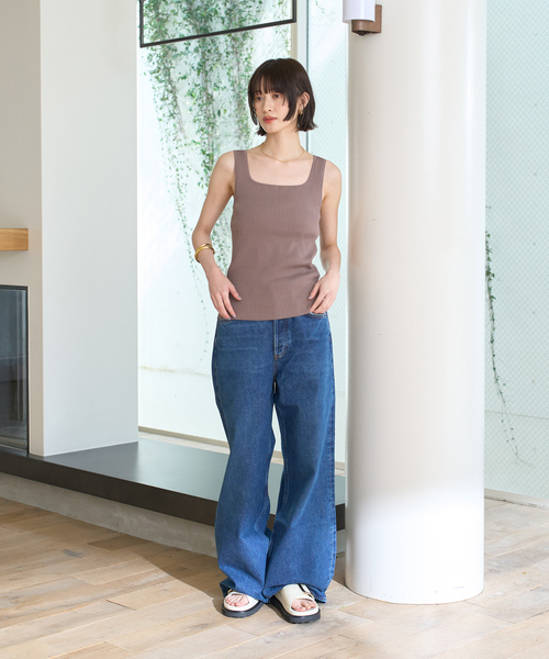 AGOLDE(エーゴールドイー)の「【AGOLDE/エーゴールドイー】DAME JEAN NO CUFF ハイライズワイドレッグデニム(デニムパンツ・レディース・ブルー・24/25/26/27)」の5枚目の写真