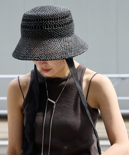 JOURNAL STANDARD(ジャーナルスタンダード)の「【REVIS/レビス】リボンツキペーパーハット(ハット・レディース・ベージュ/ブラック・FREE)」の2枚目の写真