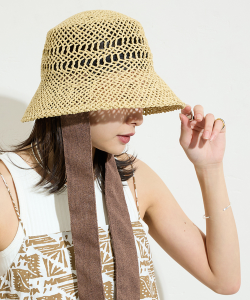 JOURNAL STANDARD(ジャーナルスタンダード)の「【REVIS/レビス】リボンツキペーパーハット(ハット・レディース・ベージュ/ブラック・FREE)」の8枚目の写真