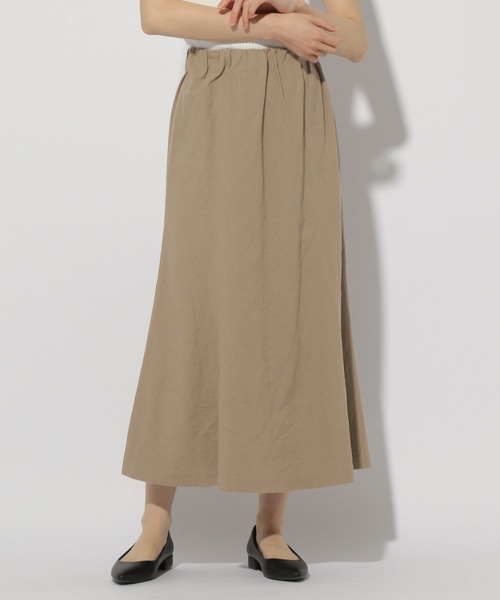 Elura(エルーラ)の「リネンブレンドやわらかスカート≪低身長サイズあり≫/292525(スカート・レディース・ネイビー/カーキ/ライトベージュ/ブラウン系その他・LARGE/MEDIUM)」の1枚目の写真