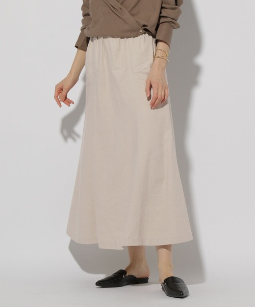 Elura(エルーラ)の「リネンブレンドやわらかスカート≪低身長サイズあり≫/292525(スカート・レディース・ネイビー/カーキ/ライトベージュ/ブラウン系その他・LARGE/MEDIUM)」の4枚目の写真