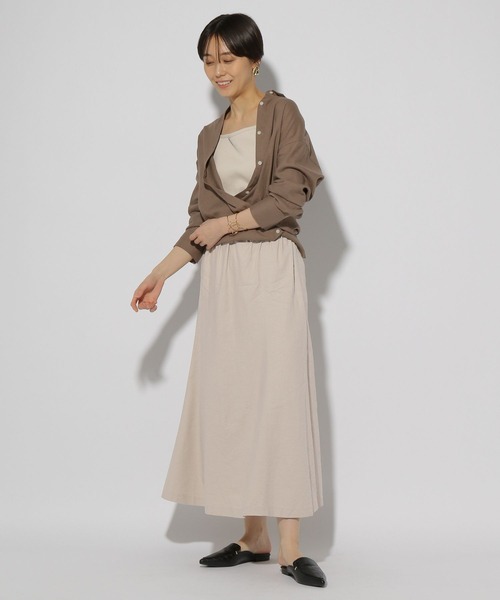 Elura(エルーラ)の「リネンブレンドやわらかスカート≪低身長サイズあり≫/292525(スカート・レディース・ネイビー/カーキ/ライトベージュ/ブラウン系その他・LARGE/MEDIUM)」の5枚目の写真