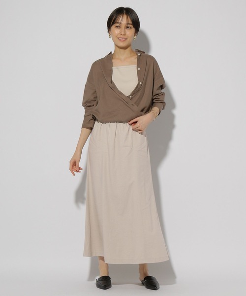 Elura(エルーラ)の「リネンブレンドやわらかスカート≪低身長サイズあり≫/292525(スカート・レディース・ネイビー/カーキ/ライトベージュ/ブラウン系その他・LARGE/MEDIUM)」の22枚目の写真