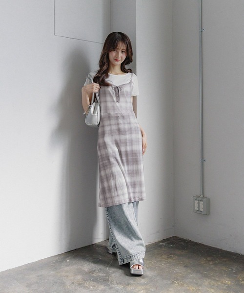 GLOBAL WORK(グローバルワーク)の「シアーチェックワンピースセット/AND YUA ANY/325907(ワンピース・キッズ・グレー/ブルー・SMALL/MEDIUM)」の6枚目の写真
