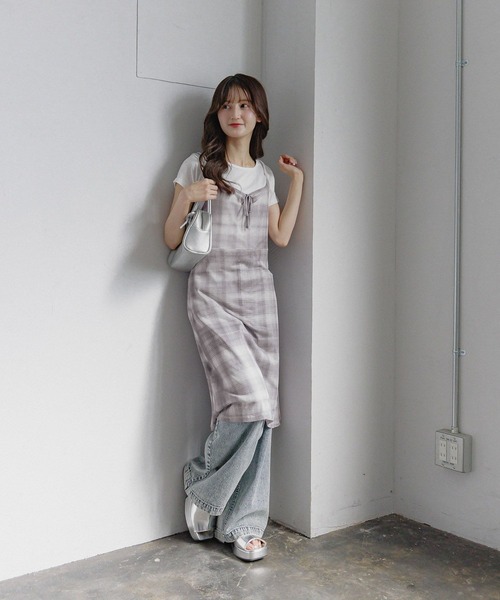 GLOBAL WORK(グローバルワーク)の「シアーチェックワンピースセット/AND YUA ANY/325907(ワンピース・キッズ・グレー/ブルー・SMALL/MEDIUM)」の7枚目の写真