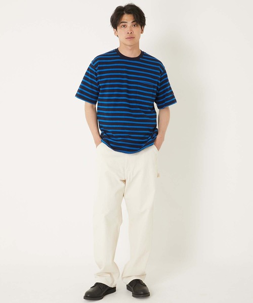 BLUE BLUE(ブルーブルー)の「リサイクルコットン テンジクボーダーポケット SSTシャツ(Tシャツ/カットソー・メンズ・ブルー・SMALL/MEDIUM/LARGE/X-LARGE)」の8枚目の写真