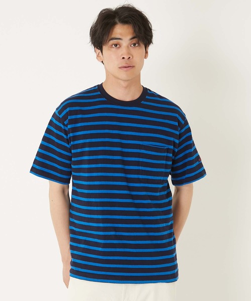 BLUE BLUE(ブルーブルー)の「リサイクルコットン テンジクボーダーポケット SSTシャツ(Tシャツ/カットソー・メンズ・ブルー・SMALL/MEDIUM/LARGE/X-LARGE)」の7枚目の写真