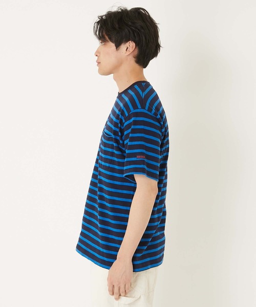 BLUE BLUE(ブルーブルー)の「リサイクルコットン テンジクボーダーポケット SSTシャツ(Tシャツ/カットソー・メンズ・ブルー・SMALL/MEDIUM/LARGE/X-LARGE)」の6枚目の写真