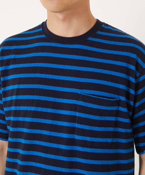 BLUE BLUE(ブルーブルー)の「リサイクルコットン テンジクボーダーポケット SSTシャツ(Tシャツ/カットソー・メンズ・ブルー・SMALL/MEDIUM/LARGE/X-LARGE)」の4枚目の写真