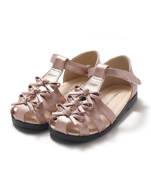 BeBe（ベベ）の「リボンモチーフメッシュストラップサンダル(15~21cm)（サンダル・キッズ・ベージュ/グレー・18.0cm/19.0cm/20.0cm/21.0cm/17.0cm/16.0cm/15.0cm）」の3枚目の写真