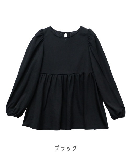 CLOTHY(クロシィ)の「【ふんわり広がるフェミニンなアイテム♪】フクレペプラムチュニック(チュニック・レディース・ブラック/チャコールグレー・MEDIUM)」の18枚目の写真