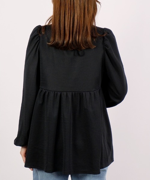 CLOTHY(クロシィ)の「【ふんわり広がるフェミニンなアイテム♪】フクレペプラムチュニック(チュニック・レディース・ブラック/チャコールグレー・MEDIUM)」の21枚目の写真