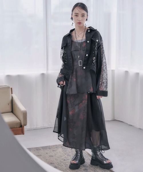 HARE デニムレースキリカエブルゾン ブラック セール】デニムレースキリカエブルゾン(HARE)（デニムジャケット