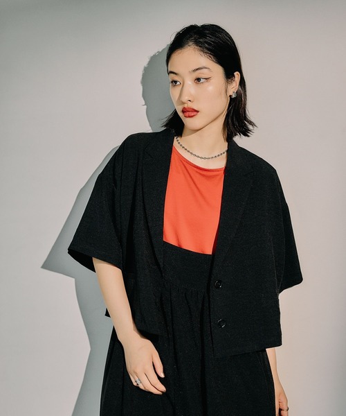 LEPSIM（レプシィム）の「《リネンライクドライシリーズ》ショートジャケット　491941（テーラードジャケット・レディース・ベージュ/ブラック/グリーン系その他・FREE）」の14枚目の写真