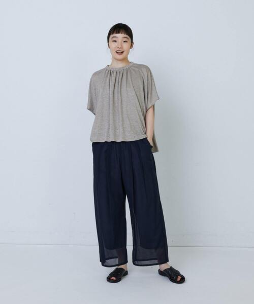 LOISIR（ロワズィール）の「リネンガーゼ天竺ギャザーディテールプルオーバー（Tシャツ/カットソー・レディース・レッド/ネイビー/キナリ・FREE）」の4枚目の写真