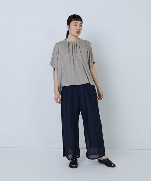 LOISIR（ロワズィール）の「リネンガーゼ天竺ギャザーディテールプルオーバー（Tシャツ/カットソー・レディース・レッド/ネイビー/キナリ・FREE）」の5枚目の写真