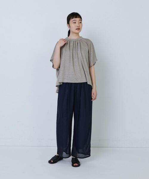 LOISIR（ロワズィール）の「リネンガーゼ天竺ギャザーディテールプルオーバー（Tシャツ/カットソー・レディース・レッド/ネイビー/キナリ・FREE）」の6枚目の写真