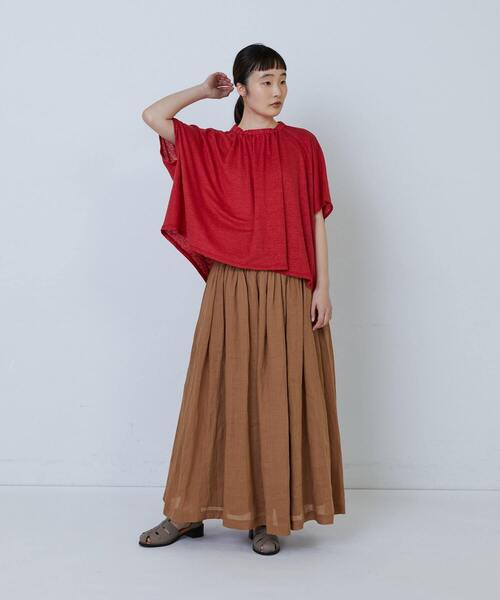 LOISIR（ロワズィール）の「リネンガーゼ天竺ギャザーディテールプルオーバー（Tシャツ/カットソー・レディース・レッド/ネイビー/キナリ・FREE）」の13枚目の写真