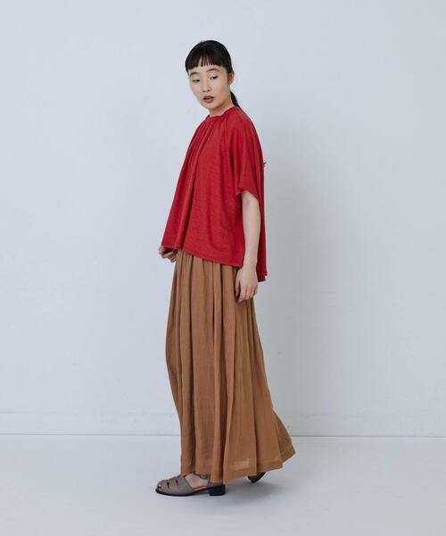 LOISIR（ロワズィール）の「リネンガーゼ天竺ギャザーディテールプルオーバー（Tシャツ/カットソー・レディース・レッド/ネイビー/キナリ・FREE）」の14枚目の写真
