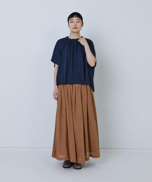 LOISIR（ロワズィール）の「リネンガーゼ天竺ギャザーディテールプルオーバー（Tシャツ/カットソー・レディース・レッド/ネイビー/キナリ・FREE）」の17枚目の写真
