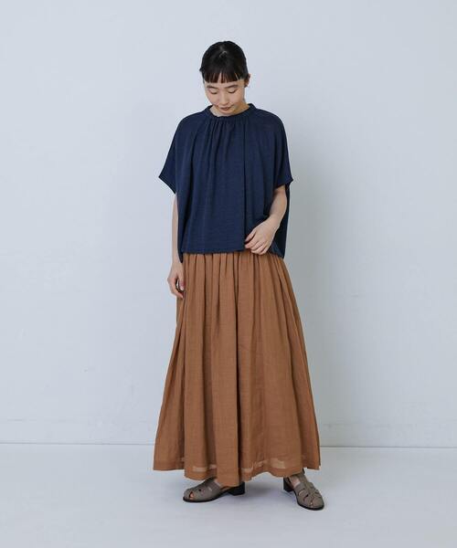 LOISIR（ロワズィール）の「リネンガーゼ天竺ギャザーディテールプルオーバー（Tシャツ/カットソー・レディース・レッド/ネイビー/キナリ・FREE）」の18枚目の写真