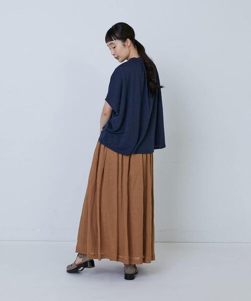 LOISIR（ロワズィール）の「リネンガーゼ天竺ギャザーディテールプルオーバー（Tシャツ/カットソー・レディース・レッド/ネイビー/キナリ・FREE）」の19枚目の写真