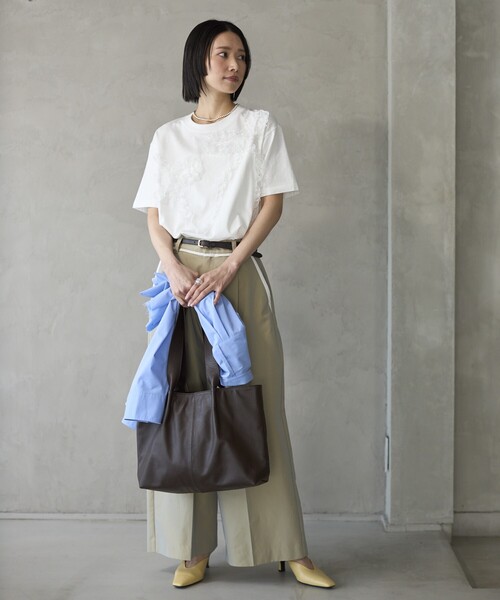 Firsthand（ファーストハンド）の「Firsthand/ファーストハンド オーガニックコットン レースコード リボンTシャツ / クルーネック フロントデザイン 半袖Tシャツ（Tシャツ/カットソー・レディース・ブラック/ホワイト/その他・FREE）」の8枚目の写真