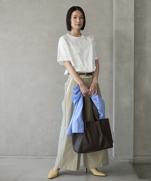 Firsthand（ファーストハンド）の「Firsthand/ファーストハンド オーガニックコットン レースコード リボンTシャツ / クルーネック フロントデザイン 半袖Tシャツ（Tシャツ/カットソー・レディース・ブラック/ホワイト/その他・FREE）」の9枚目の写真