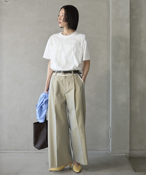 Firsthand（ファーストハンド）の「Firsthand/ファーストハンド オーガニックコットン レースコード リボンTシャツ / クルーネック フロントデザイン 半袖Tシャツ（Tシャツ/カットソー・レディース・ブラック/ホワイト/その他・FREE）」の12枚目の写真