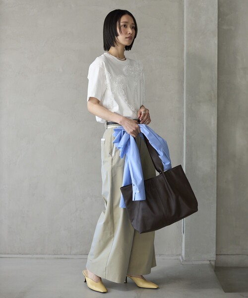 Firsthand（ファーストハンド）の「Firsthand/ファーストハンド オーガニックコットン レースコード リボンTシャツ / クルーネック フロントデザイン 半袖Tシャツ（Tシャツ/カットソー・レディース・ブラック/ホワイト/その他・FREE）」の13枚目の写真