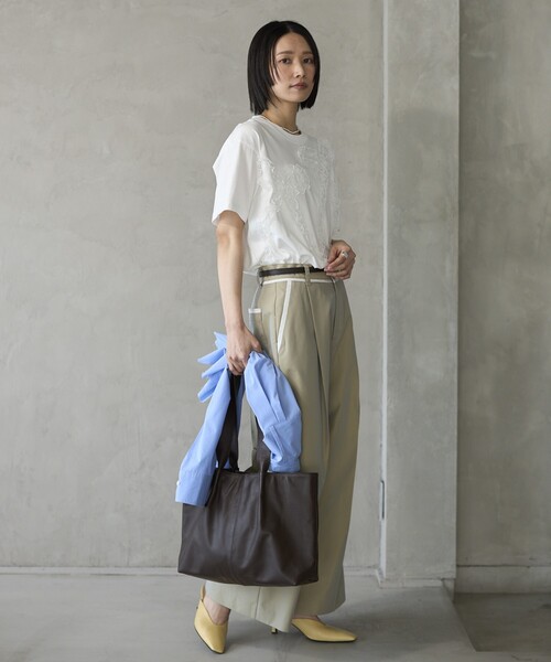 Firsthand（ファーストハンド）の「Firsthand/ファーストハンド オーガニックコットン レースコード リボンTシャツ / クルーネック フロントデザイン 半袖Tシャツ（Tシャツ/カットソー・レディース・ブラック/ホワイト/その他・FREE）」の14枚目の写真