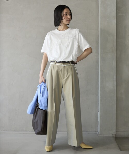 Firsthand（ファーストハンド）の「Firsthand/ファーストハンド オーガニックコットン レースコード リボンTシャツ / クルーネック フロントデザイン 半袖Tシャツ（Tシャツ/カットソー・レディース・ブラック/ホワイト/その他・FREE）」の15枚目の写真