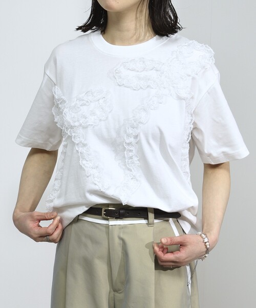 Firsthand（ファーストハンド）の「Firsthand/ファーストハンド オーガニックコットン レースコード リボンTシャツ / クルーネック フロントデザイン 半袖Tシャツ（Tシャツ/カットソー・レディース・ブラック/ホワイト/その他・FREE）」の22枚目の写真