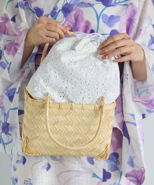 花子【即日完売品】はるか　お仕事バッグ　アイボリーホワイト　金具シルバー セール】かごバッグ透かし花巾着付き（かごバッグ）｜SHE HER