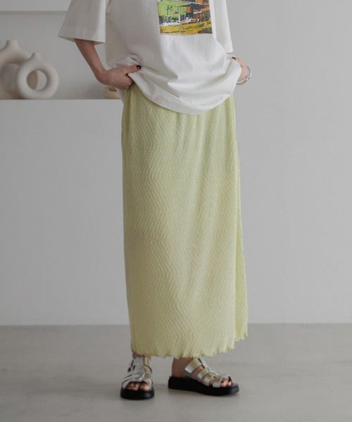 LOWRYS FARM（ローリーズファーム）の「シャイニープリーツタイトスカート　327978（スカート・レディース・チャコールグレー/アイボリー/ブラック/カーキ・FREE）」の8枚目の写真