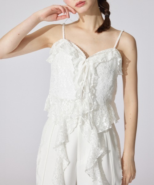 rienda（リエンダ）の「シンメトリーレースキャミトップス 夏服（キャミソール・レディース・ホワイト/ブラック/レッド・SMALL/MEDIUM）」の2枚目の写真