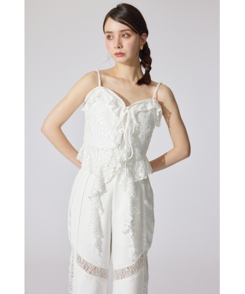 rienda（リエンダ）の「シンメトリーレースキャミトップス 夏服（キャミソール・レディース・ホワイト/ブラック/レッド・SMALL/MEDIUM）」の5枚目の写真