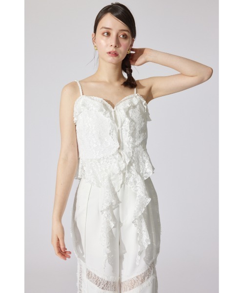 rienda（リエンダ）の「シンメトリーレースキャミトップス 夏服（キャミソール・レディース・ホワイト/ブラック/レッド・SMALL/MEDIUM）」の6枚目の写真